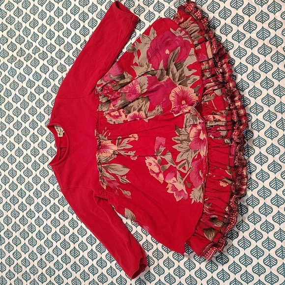 Elaina et Lena Red Floral Dress Size 12 Months Layers Long Sleeve Cotton - Picture 1 of 7